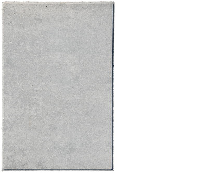A rectangular, light grey slab without texture