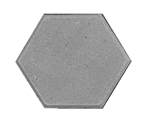 Hex_Stone_Grey Hexagon paver. A dark grey stone with 5 sides.